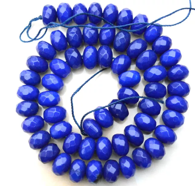 Natural 6x10mm Brazil Faceted Blue Sapphire Abacus Gems Loose Beads 15''AAA