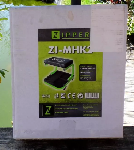 Zipper ZI-MHK2 - Carrello a rotelle, Sgabello di montaggio con ripiano, Imbottitura, 4 Ruote