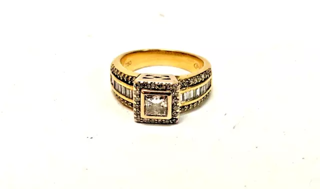 18k Yellow Gold Genuine Diamond Ladies Ring (Size L) 2