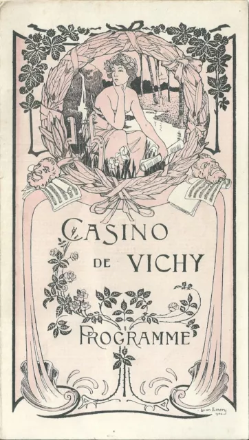 Programme Théatre du Casino de Vichy 1905 Monsieur de la Palisse Lucien Emery