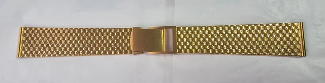 Bracelet De Montre Extensible ZRC En Acier Plaqué Or - Années 70 - Largeur 18mm
