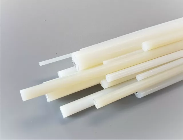 Nylon Plastic Round Rod Solid stock Natural White Colour Diameters 4mm to 20mm