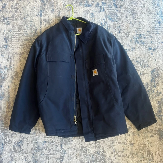Carhartt Men's Duck Fabric Insulated Coat Navy Blue Size XL C003-DNY