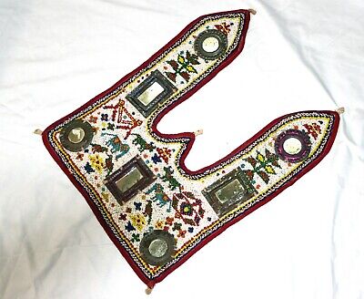 Vintage Banjara Antique Door Valance Hand Embroidery Heavy Beaded Tapestry Decor
