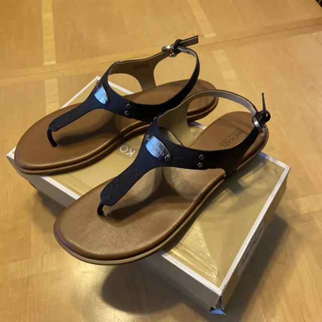 Michael Kors 10m Plate Thong Sandles Saffiano Leather