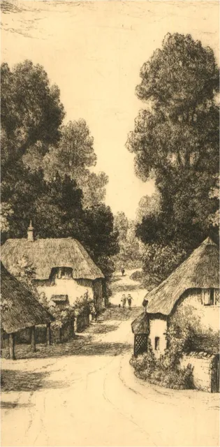 John Firthwood - Early 20th Century Etching, Thatched Cottages