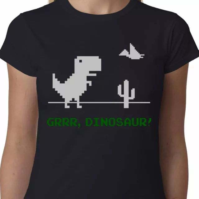 Grrr, dinosauro! T-shirt donna JURASSIC TREX DINO GEEK DIVERTENTE SLOGAN VELOCIRAPTOR