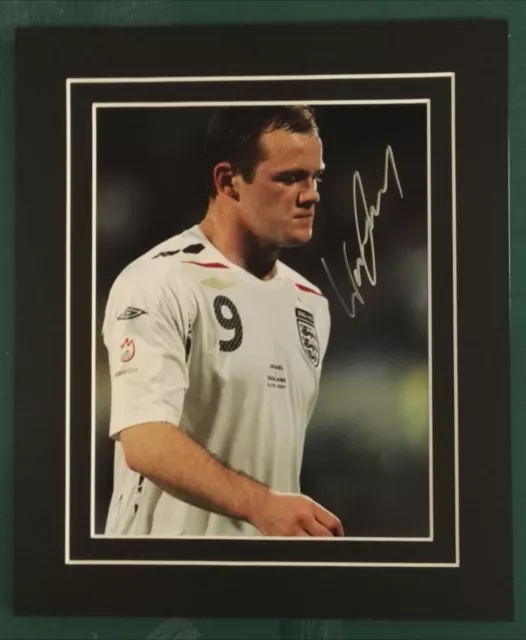 WAYNE ROONEY ENGLAND NO 9  SIGNED PHOTO Now DC in USA  12 x 10 MOUNT COA