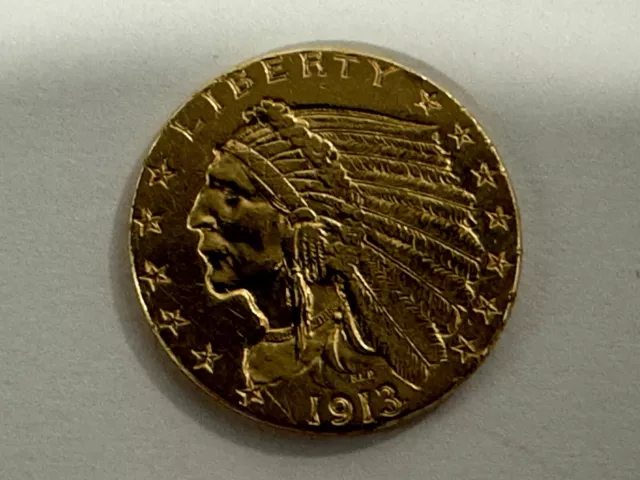 2 1/2 Dollar 1913 USA Gold Indian Head, Philadelphia, 4,17 gr.