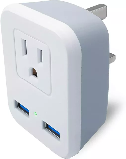 SOKOO International Travel Plug with 2 USB, UK Ireland Hong Kong Power Adapter,