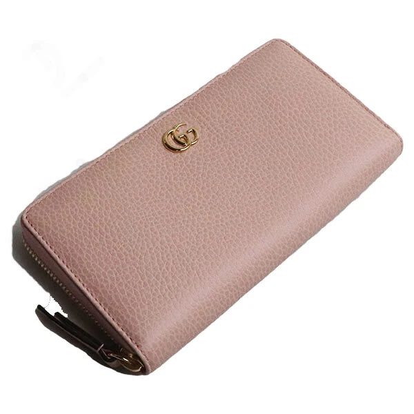 GUCCI Long Wallet Round Fastener Petite Marmont Leather 456117 Light Pink #136
