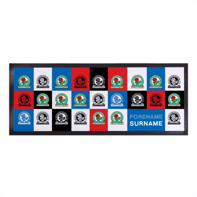 Blackburn Rovers FC Officially Licensed - Chequered - Personalised Bar Runner