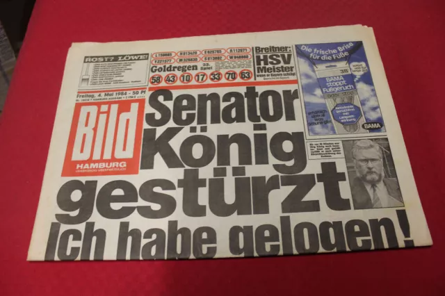 Bild Zeitung  Hamburg  4. Mai 1984 Super Geschenkidee zum  40. Geburtstag *