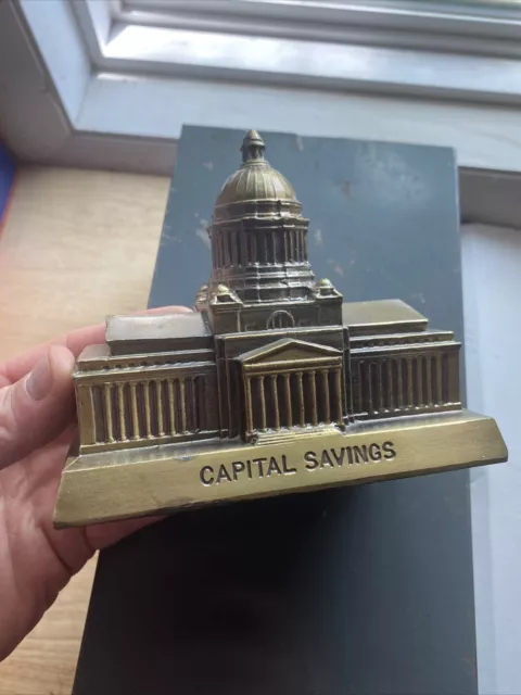 US Capitol Banthrico Piggy Bank Vintage Paperweight Patina DC Collector NO KEY