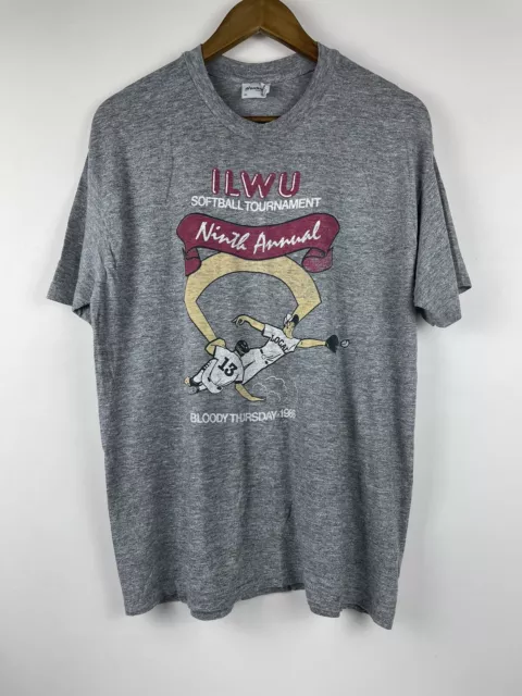 Vintage 1986 ILWU Softball Tournament Bloody Thursday Single Stitch Tee USA Made
