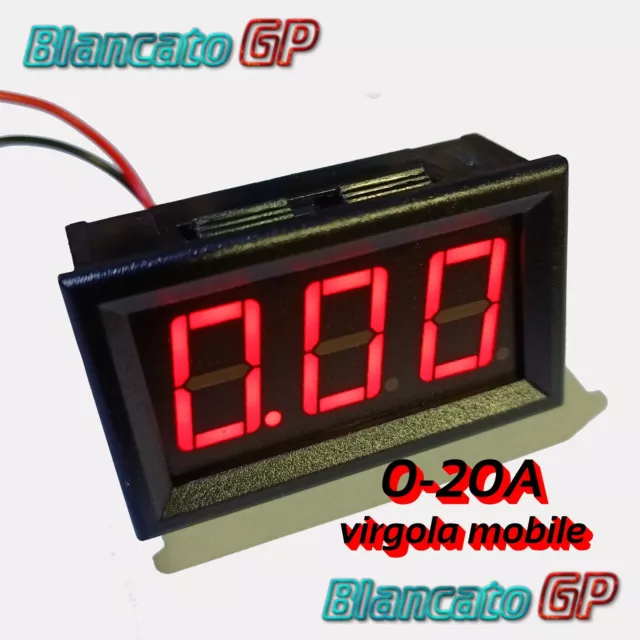 Ampèremètre Numérique De Panneau 0-20A Dc LED Rouge Mèsure Directe Sans Shunt
