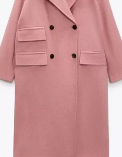 ZARA NEW WOMAN WOOL BLEND COAT PINK SIZE: XS REF: 2209/059