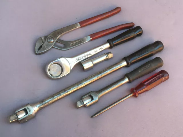 6 Vintage SIDCHROME -MULTIGRIPS Extension Bar, SCREWDRIVER, Breaker Bar, RATCHET