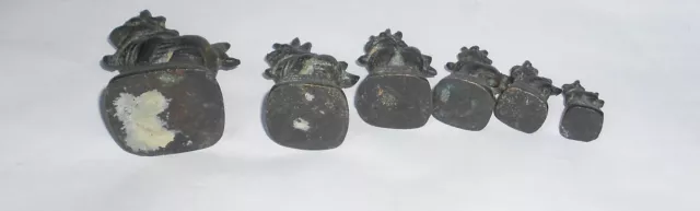 RARE Antique  SETof  6 BRONZE Burmese-Myanmar Figural Hintha Bird OPIUM WEIGHTS 2