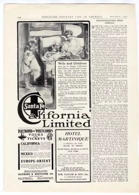 SANTA FE & ROCK ISLAND Train Ads 1907 Back to Back CALIFORNIA Golden State LTD