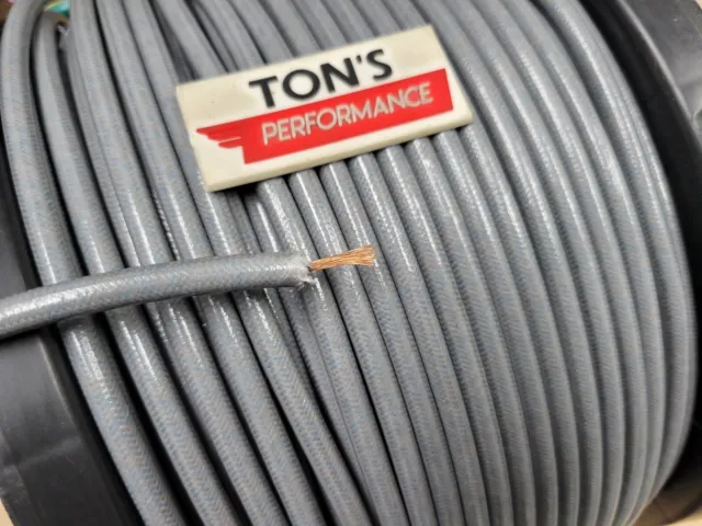 7mm Copper Core BRAIDED CLOTH Gray Vintage SPARK PLUG WIRE DIY FOOT