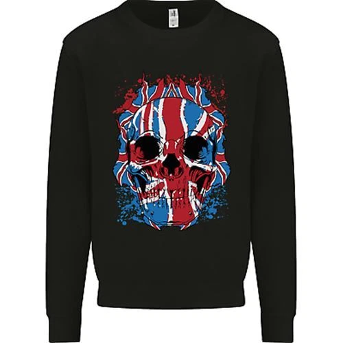 Union Jack Flag Skull Gym MMA Biker Mens Sweatshirt Jumper