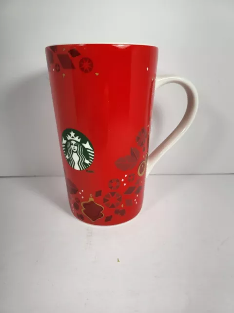 Starbucks Coffee Mug Tea Cup 16oz Siren Christmas Red Holly Ceramic 2013 Holiday