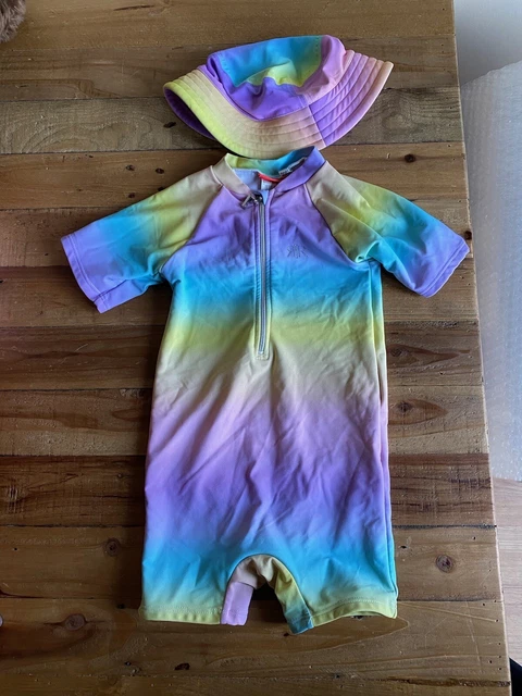 Girls River Island All In One Swimming Costume With Sun Hat Age 3-4 Years