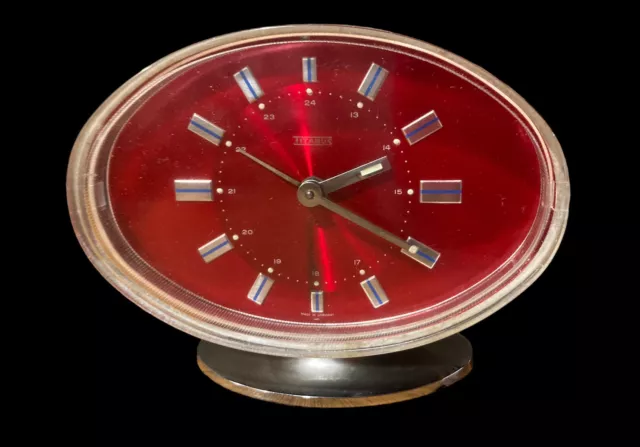 🔴 TITANUS Sveglia OROLOGIO VINTAGE SPACE AGE ANNI 70 Funzionante Arredo Design