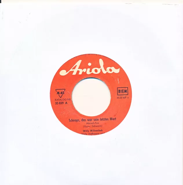 Schnaps, das war sein letztes Wort Willy Millowitsch - LC Single 7" Vinyl 196/23
