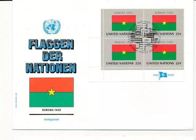 D112850 Flag Series Burkina Faso FDC United Nations New York Bureau