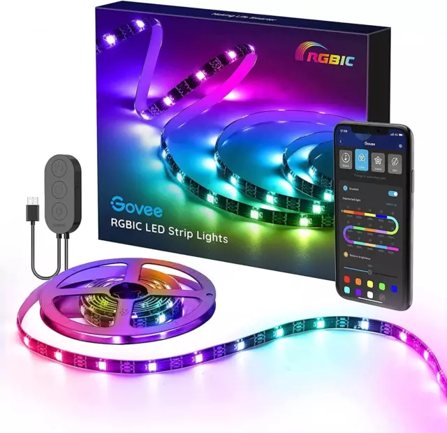 RGBIC 2M/6.56Ft TV LED Backlight Strip for 30-50 Inch, App Control, USB