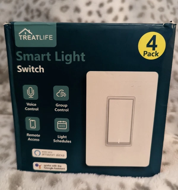 TREATLIFE SMART LIGHT SWITCH 4 PACK 2.4GHz Voice Group Control Remote Access 362