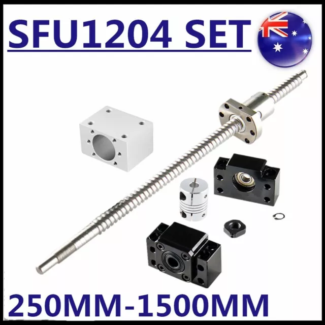 Ball Screw SFU1204 250~1500mm End Machine BallScrew+BK/BF10+6.35*8mm Coupler CNC