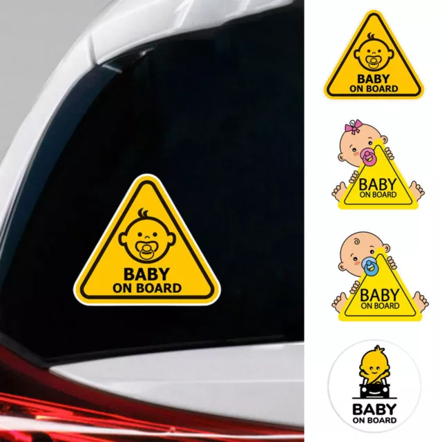 Baby On Board Safety Car Window Suction Cup Yellow Warning Sign Waterproof Decal 2