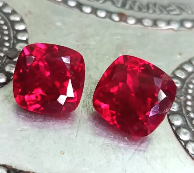 AA+2 Pcs Natural BURMESE Blood Red Ruby Cushion Cut GIE Certified GEMSTONE 10 Ct