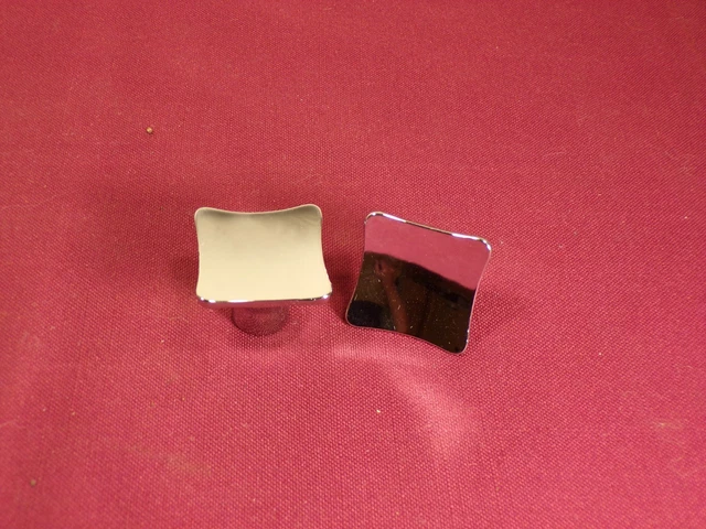 2 Vintage Polished Chrome Drawer Knobs Mid Century Modern Retro Kitchen