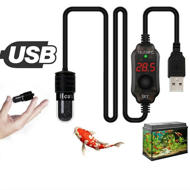 Barra calefactora USB en miniatura para uso en acuario termostato sumergible calefacción
