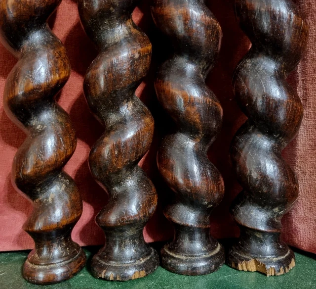 4 Barley twist turned spindle Column Antique french oak architectural salvage 10 9