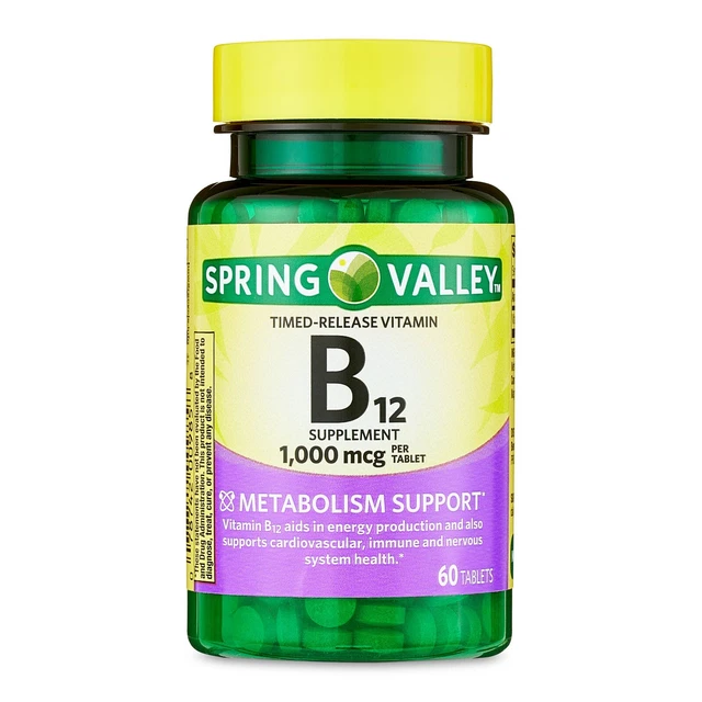 SPRING VALLEY SLOWRELEASE Vitamin B12, 1000mcg, 60ct 7.35 PicClick