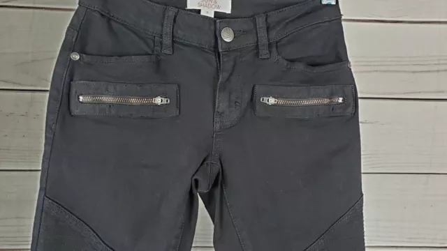 Sun & Shadow 0 Jeans Moto Skinny Black Zipper Details Black Womens 2