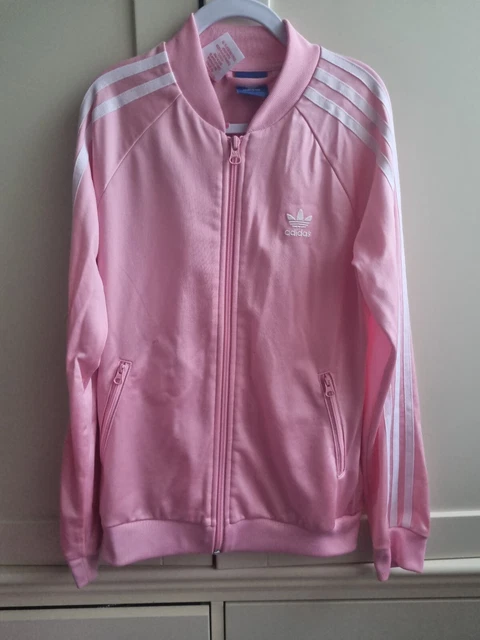 Girls adidas size age 11-12 years pink 3 stripe track jacket