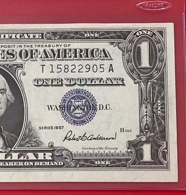 1957 $1 Dollar Silver Certificate (Blue Seal) Block T-A , Uncirculated