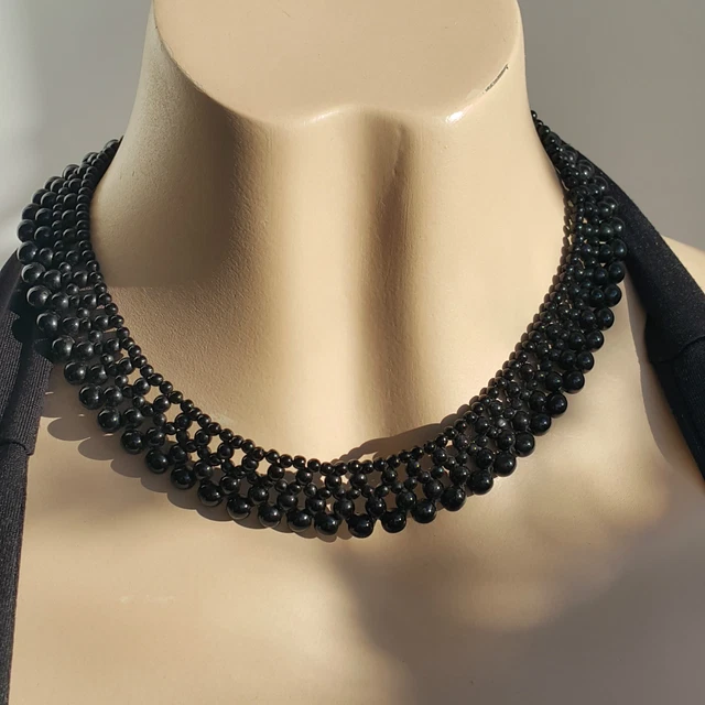 Trachtenkette Gothic Collier Kette Trauerschmuck schwarz Vintage West Germany Trachtenkette Gothic Collier Kette Trauerschmuck schwarz Vintage West Germany