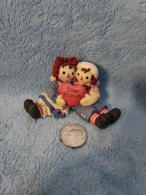 Vintage Raggedy Ann & Andy Dolls "True Friends" Heart-in-Hands Enesco Figurine