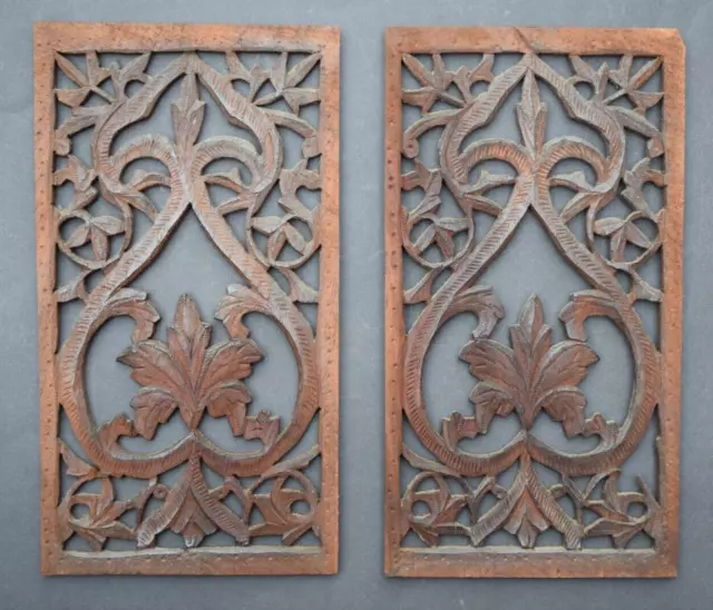 Pair Of Old Reclaimed Antique Teak Wood Carved Panels | Crafts | Design | Art