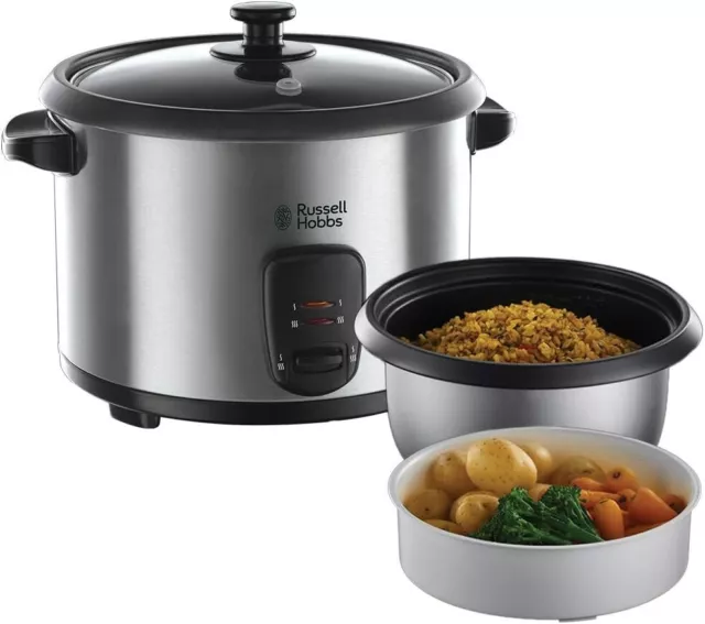 Russell Hobbs Cuiseur de Riz [Grande Capacité] Inox (1,8L, 10 portions, cuillère