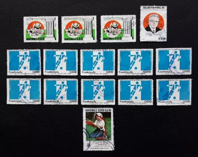 Timbres Guatemala 1987. 15 timbres oblitérés sans trace de charnière. TBE.