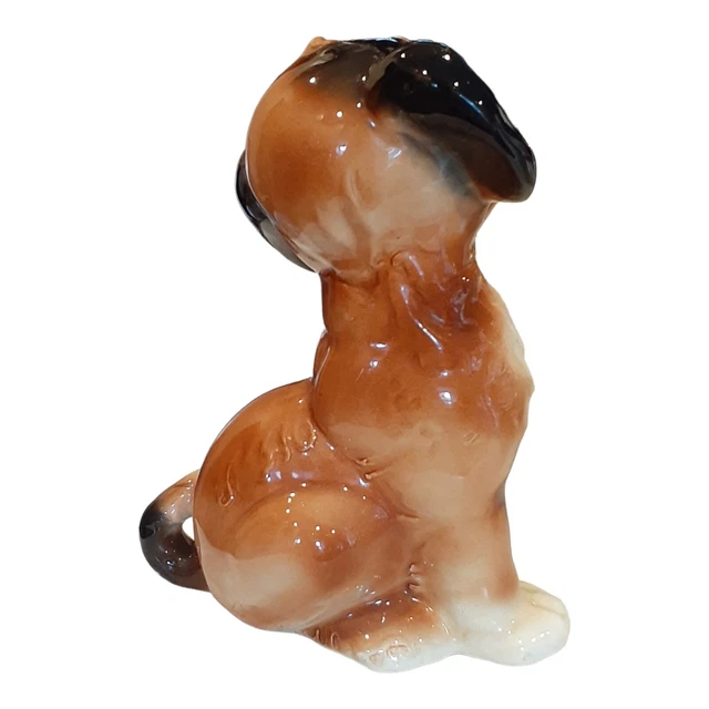 Vtg Royal Copley Dog Puppy Figurine Large Brown Black 9 in Beagle Hound Puppy 4