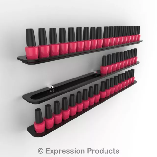 x3 Nail Polish Display Holders, Wall Mount Nail Varnish Stand for 54 Bottles